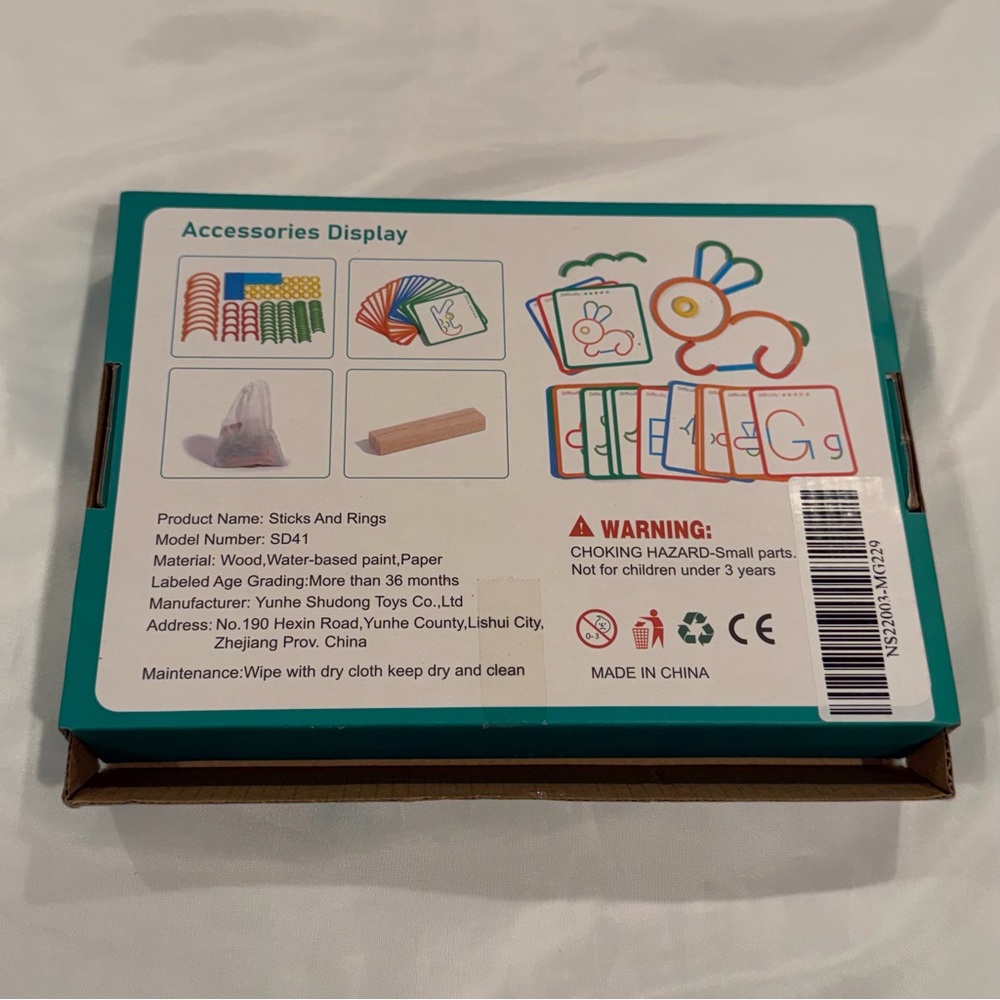 NWT Sticks and Rings Wooden Shapes Colors Educational Toy Set - Picture 8 of 16